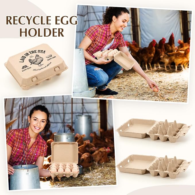 36 Pack Egg Cartons Bulk 3x4 12-Egg Paper Pulp with Label Cards | Empty Holders for Farm Fresh Produce, Vintage Style, Instruction Cards Jute Rope, Supermarkets Kitchen, Blank Customizable - Image 6