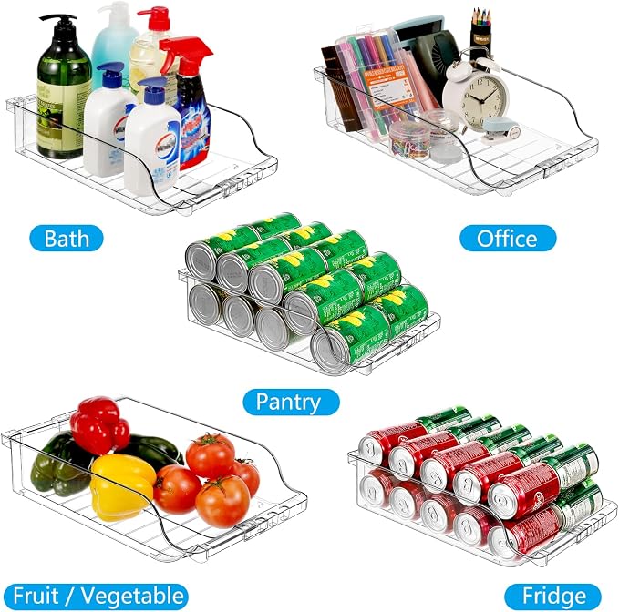 Clear Width Adjustable Soda Can Organizer for Refrigerator Fridge | Expandable Soda Can Dispenser for Beer Seltzer Soda Pop Can Soda Expand Organizer for Fridge Kitchen Pantry Storage Container - Image 6
