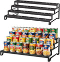 Expandable Can Organizer for Pantry, 4 Tier Metal Canned Food Storage 2Pack | 13"-21" Adjustable Length, Tiered Reversible Shelf Design, Large-Capacity Storage for Kitchen Cabinets & Countertops by Attelite
