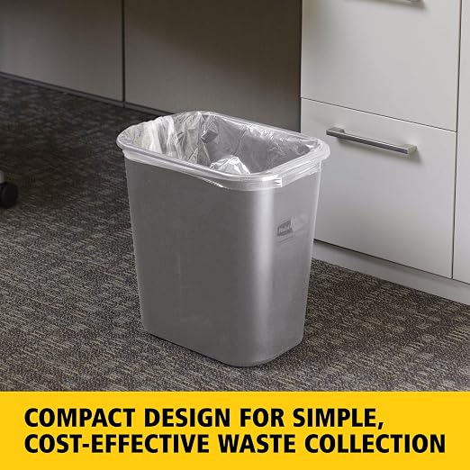 Rubbermaid Commercial Products Resin Wastebasket/Trash Can, 7-Gallon/28-Quart, Gray, Plastic, for Bedroom/Bathroom/Office, Fits Under Desk/Sink/Cabinet - Image 3