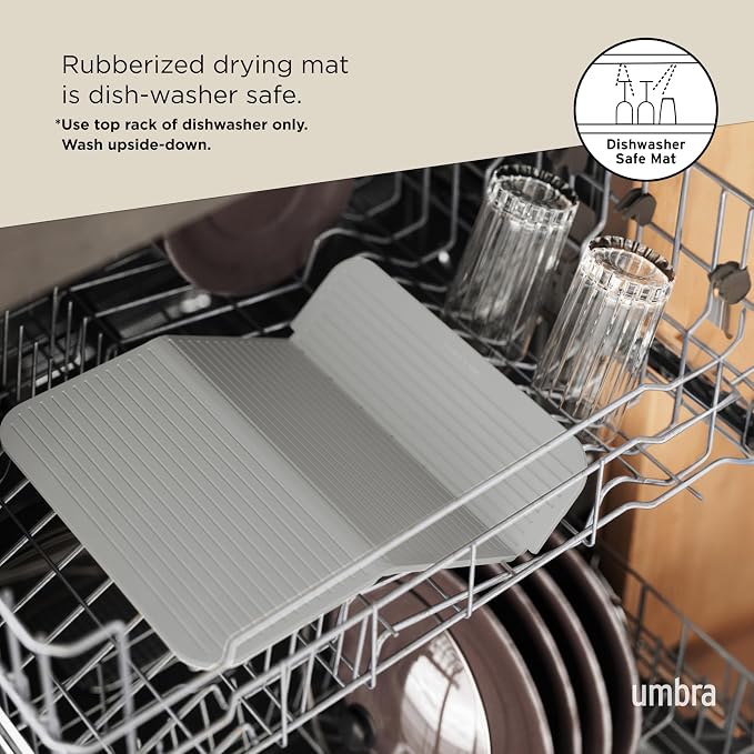 Umbra Sling Dish Drying Rack, Space Saving Foldable Storage, White - Image 6