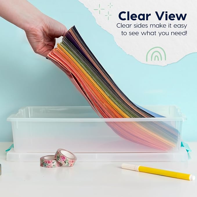 IRIS USA Storage Bins with Lids |Made in USA| 6 Qt - (4-Pack) - Clear | Sensory Craft Organizers, Plastic Clip Box Totes, Flat Containers for Organizing Paper, Office, Art & Study Supplies - Image 7