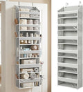 Over the Door Organizer, 6-Tier, 100D Fabric, Light Gray 1pc | Over the door shoe organizer, 50 lbs capacity, 12 side mesh pockets, 100D extra thick fabric, Closet & entryway storage by HomeluxTheory