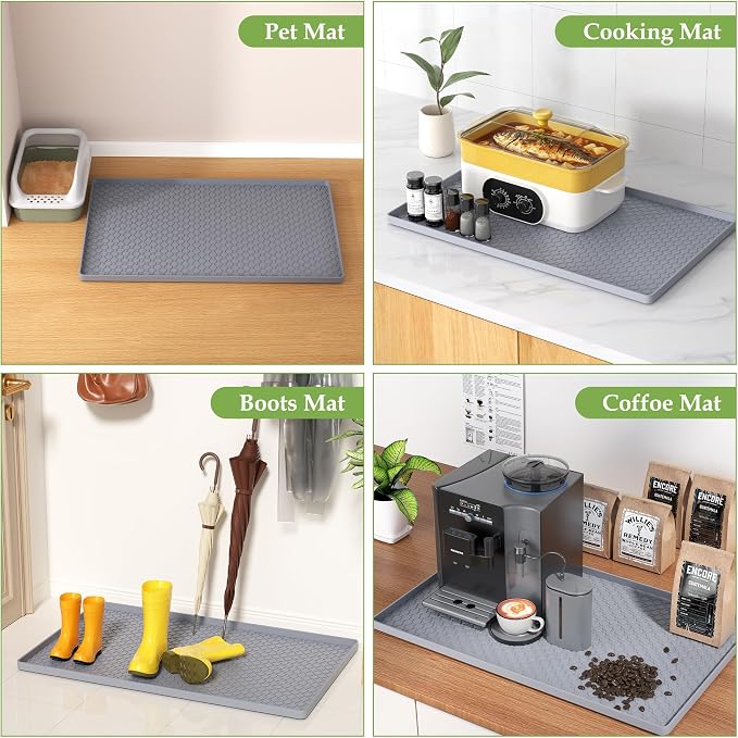 Waterproof Under Sink Mat 34"x22" with 4 Pcs Clear Plastic Storage Bins, Kitchen Bathroom Under Sink Organizer Set, Cabinet Shelf Liner Protection Mat for Pantry Apartment Home Organization Essentials - Image 7