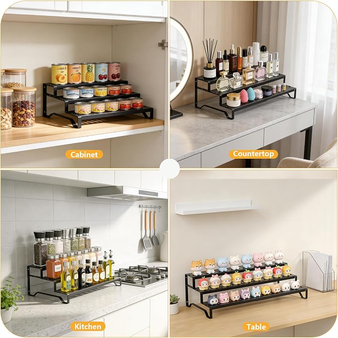 Expandable Can Organizer for Pantry, 3 Tier Metal Canned Food Storage 2Pack | 13"-21" Adjustable Length, Tiered Reversible Shelf Design, Large-Capacity Storage for Kitchen Cabinets & Countertops - Image 4