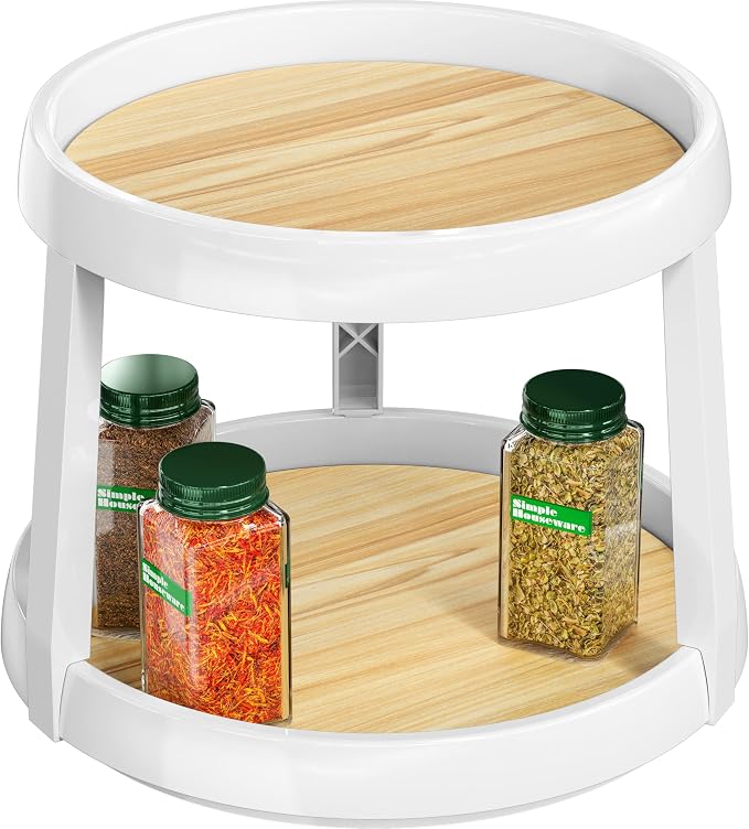 Simple Houseware 2-Tier Lazy Susan Spice Organizer, 10-Inch Diameter, Oak by SimpleHouseware