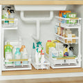 Under Sink Organizer and Storage for Bathroom and Kitchen - 2 Pack 3 Tier | Under Cabinet Pull Out Shelf Organizers - Slide Out Drawer Organization for Home Cabinets Shelves and Drawers by Aekenr