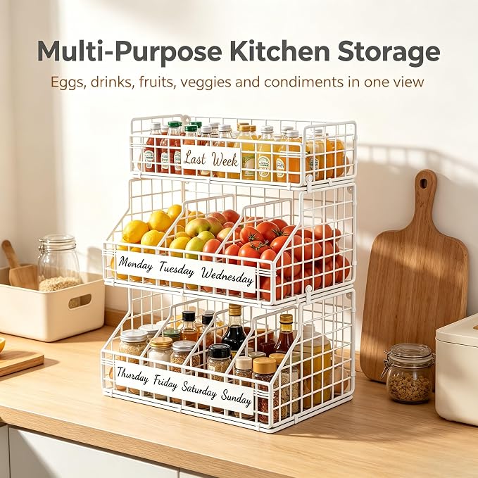 Egg Holder Countertop, Large 3T Chicken Egg Basket for Gathering Fresh Eggs | Egg Storage Organizer with Adjustable 5 Divider & Label, Stackable Wall Mounted Egg Collecting Basket Rack, XXL White - Image 6