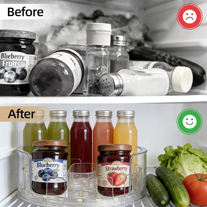 360°Rotating Organizer, Lazy Susan for Refrigerator, 13x8.5 Inch Kitchen Organizer for Fridge, Cabinet, Clear - Image 6