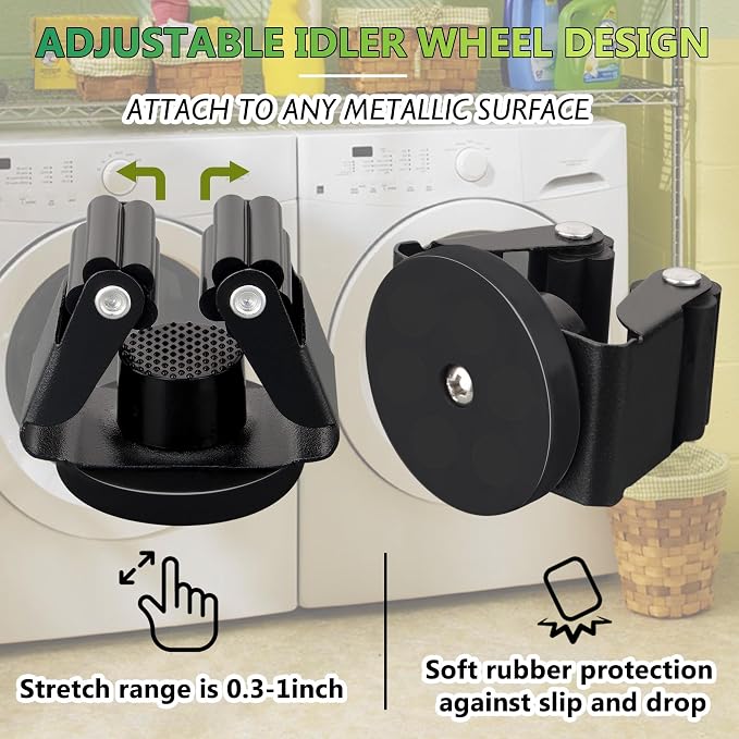ULIBERMAGNET Magnetic Mop Broom Holder,Heavy Duty Movable Magnetic Broom Holder Rack,Anti-slip Wall Mounted Utility Storage Mop Shovel Hanger for Garage, Kitchen, Laundry, Garden(4 Pack/Black) - Image 3