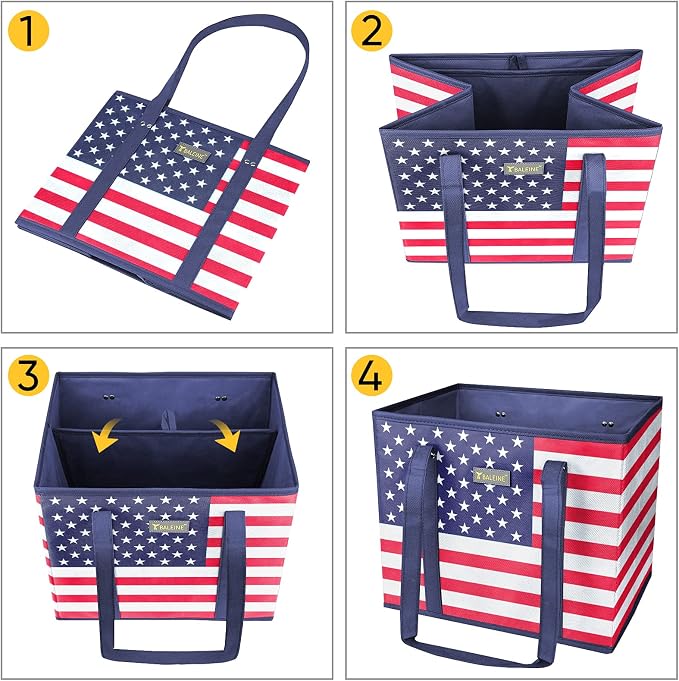 BALEINE 1PK Reusable Grocery Bags, Heavy Duty Shopping Tote Bag | 12'' Long Handles, Reinforced Bottom Keeps Upright, Fold Flat Storage, Water-Resistant Shopping Bag, Multiple Color Options - Image 7