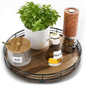 Acacia Wood 10" Lazy Susan Turntable Organizer for Table Top, Farmhouse Round Wooden Lazy Susan for Cabinet Kitchen Centerpieces Coffee Table, for Condiments Spices, Bathroom Vanity Tray Decor by HGF