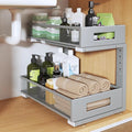 1 Pack 17IN Depth Under Sink Organizer, 2-Tier Pull Out Cabinet Organizer With Smooth Circular Rail, Large Capacity Metal Mesh Sliding Drawers For Bathroom& Kitchen Storage,Height Adjustable-Gun Gray by UnderSinkOrganizer