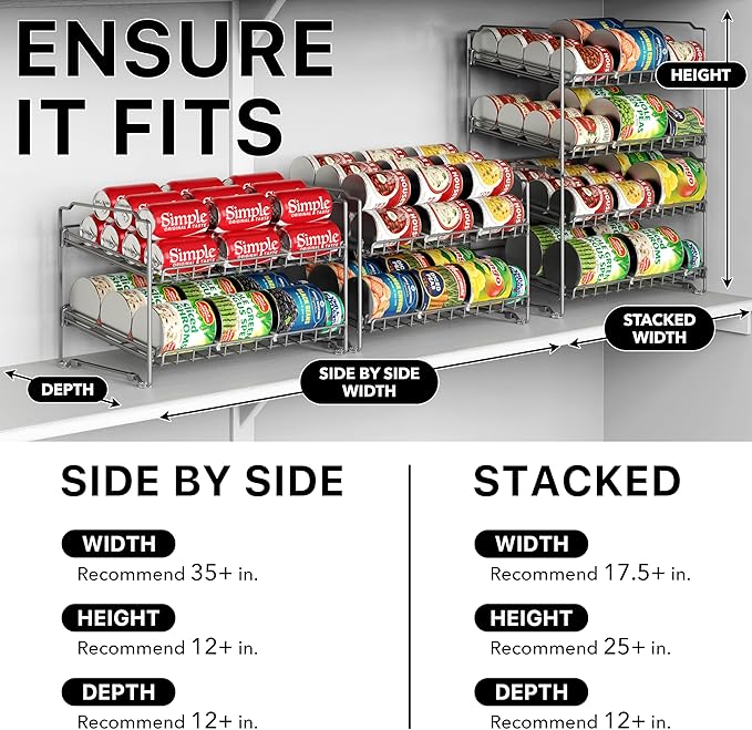 Simple Houseware 2 Tier Stackable Can Rack, Silver, 2 Pack - Image 3