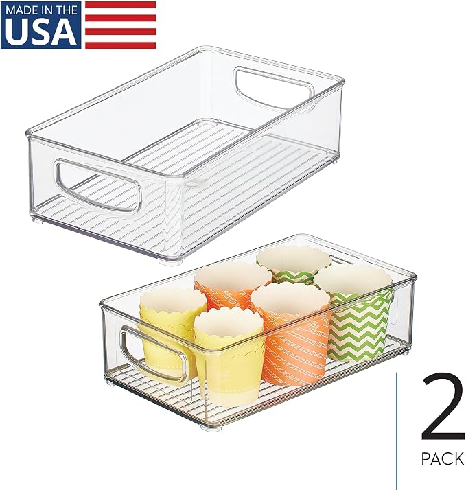 iDesign Stackable Pantry Bin with Handles, Set of 2, Clear | Kitchen Storage, Made in USA - Image 2