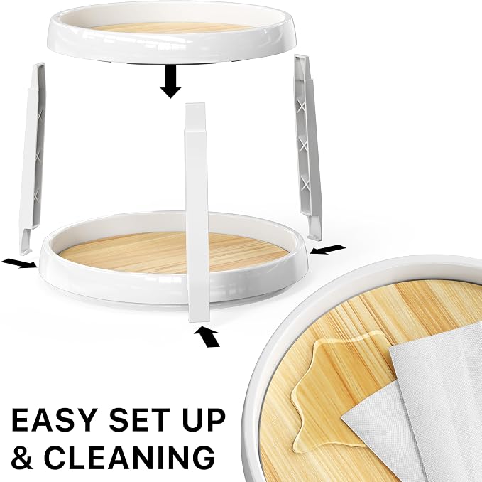 Simple Houseware 2-Tier Lazy Susan Spice Organizer, 10-Inch Diameter, Oak - Image 5