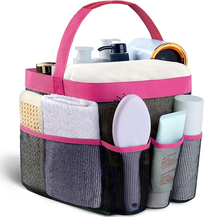 Mesh Shower Caddy Portable - 9 Pockets for College Dorm Room Essential | Large Capacity Mesh Shower Caddy with 9 Pockets, Portable Hanging Toiletry Bag for College Dorm, Gym, Camping and Beach by Attmu
