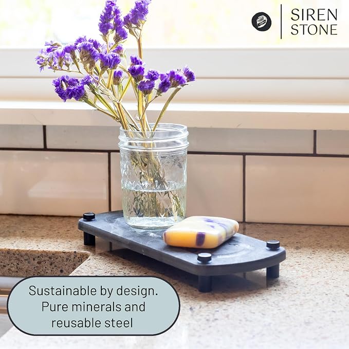 Premium Sink Caddy – Water-Absorbing Diatomaceous Earth Tray for Sink, Elevated Stainless Steel Feet, Non-Toxic, Fast-Drying, Kitchen or Bathroom - Image 5