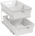 Simple Houseware 2 Tier Pull-Out Sliding Drawer Under Sink Storage, White | Great for Kitchen Bathroom Tray Shelf Organizer by SimpleHouseware