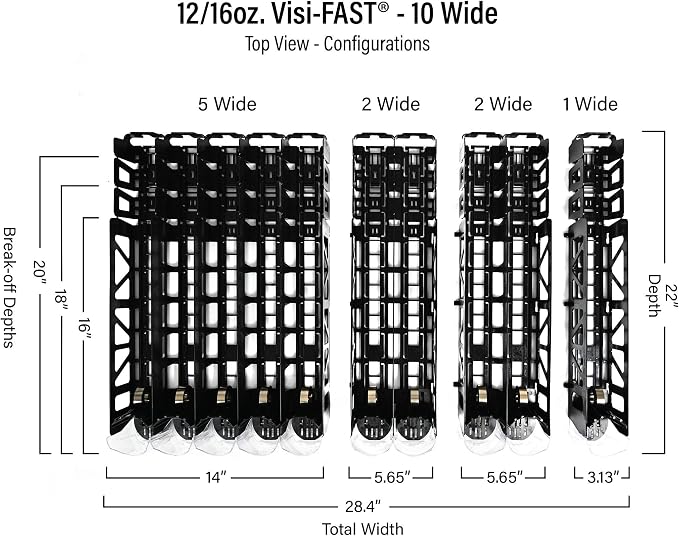 Drink Organizer for Fridge – Visi-Fast Push Dispenser, 12/16oz, 6-Pack - Image 2