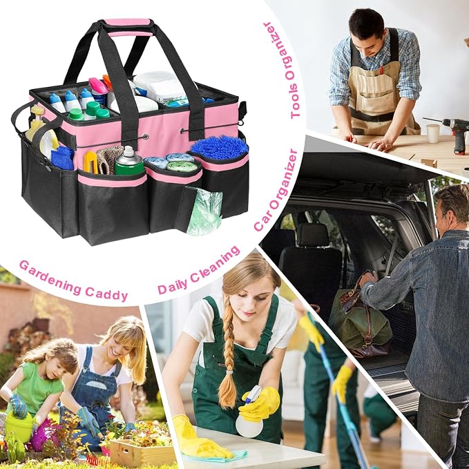 Large Cleaning Caddy Bag-Wearable, Waterproof, Heavy, Duty | Waterproof with 4 detachable dividers, adjustable shoulder strap & waist belt. Multi-compartment. Heavy-duty for home/car. - Image 7