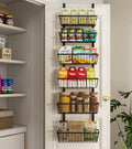 Mefirt 12 Inch Wide Narrow Over The Door Pantry Organizer 6-Tier Black | Pantry Hanging Organizers and Storage, Adjustable Heavy-Duty Metal for Home & Kitchen, Back of Door Seasoning Rack by Mefirt