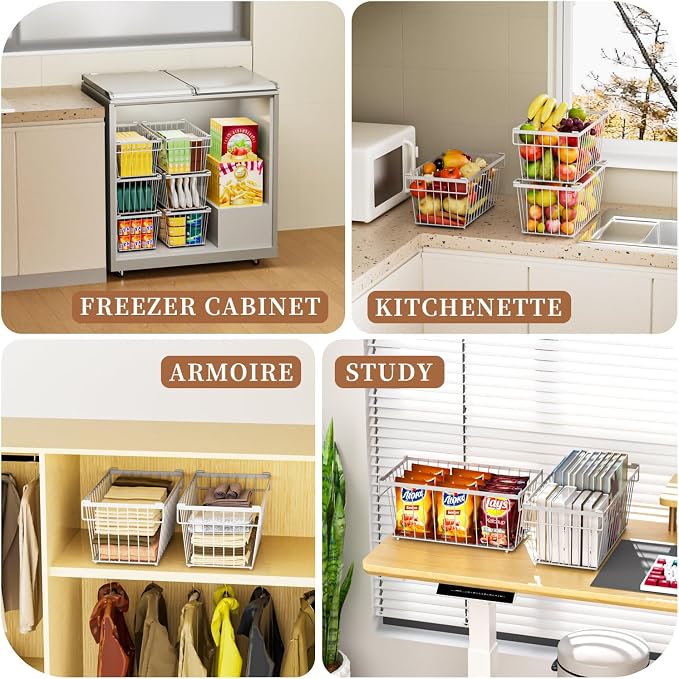 Enhanced Leak-Proof Bottom - Freezer Organizer Bins ，8 Pack Stackable Deep Freezer Organizer Bins for 7 Cu.FT Small Chest Freezer，organization and storage，pantry organizers（white） - Image 7