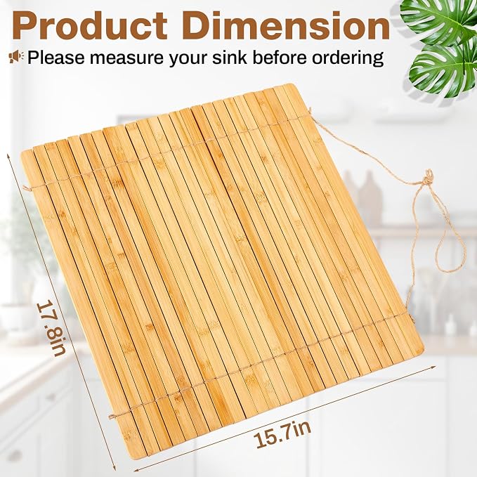 Wooden Dish Drying Rack, 17.8 x 16 Inch Roll up Kitchen Over Sink Dish Drying Rack for Dishes, Plates, Bowls, Wooden Cover Counter Space, Crack Resistant Drainer, Kitchen Supplies(Natural) - Image 2