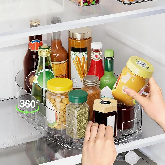 360° Rotating Lazy Susan for Refrigerator, Lazy Susan Organizer for Refrigerator - Rotating Storage Tray for Kitchen Cabinets, Bathroom, Desk, Space-Saving Organizer (Clear) by Unknown