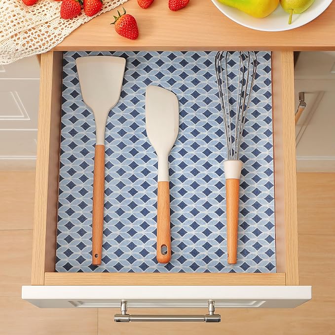 Cooyes 6 Pack Cloth Shelf Liners 17.7" × 24", Non-Slip Refrigerator Liners Machine Washable, Refrigerator Drawer Mats for Glass Shelves and Kitchen Cabinets, (Light Blue) - Image 4