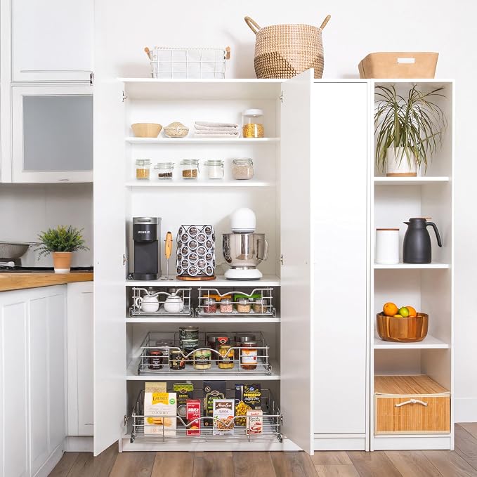 HOLDN’ STORAGE Pull Out Cabinet Organizer, Pantry Drawer, 26"W x 21"D x 5"H | Heavy-Duty Full-Extension, Roll Out Shelf for Pots, Pans & Under Sink Storage, Chrome, Require a 27.25"W Cabinet Opening - Image 2