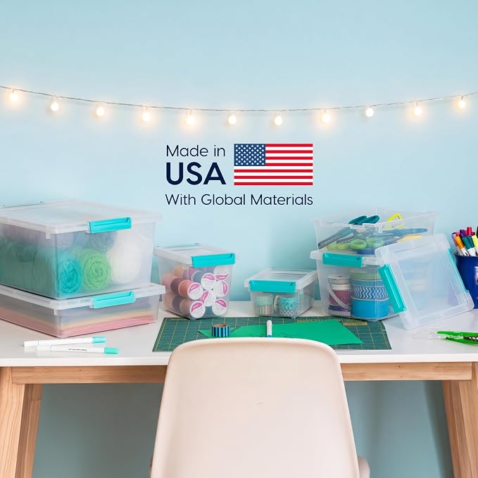 IRIS USA Storage Bins with Lids |Made in USA| 12 Qt - (4-Pack) - Clear | Sensory Craft Organizers, Plastic Clip Box Totes, Flat Containers for Organizing Paper, Office, Art & Study Supplies - Image 9