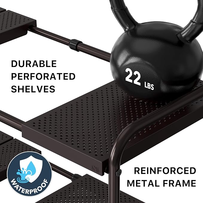 Simple Houseware Under Sink 2-Tier Heavy Duty Expandable Organizer, Bronze | Adjustable Width 15.75–25 Inches with 4 Shelf Height Levels - Image 6