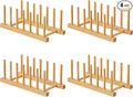 HBlife 4pcs Bamboo Dish Plate Bowl Cup Book Pot Lid Cutting Board Drying Rack Stand Drainer Storage Holder Organizer Kitchen Cabinet（Keep Dry） by HBlife