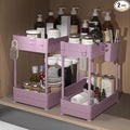 2-Pack Under Sink Organizer with Hooks & Hanging Cup for Kitchen | Multi-use kitchen & bathroom storage, 12.8 inch pink cabinet organizer, with hooks and hanging cup for easy access. by Sevenblue