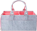 Mr. Pen- Baby Diaper Caddy Organizer, Gray, Pink Inside | Nursery Storage Bin and Car Organizer for Diapers and Baby Wipes by MrPen