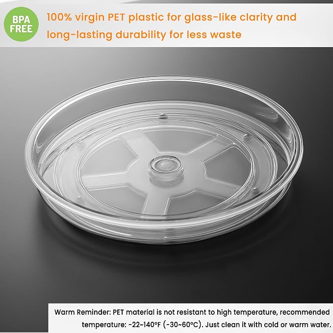 4 Pack Turntable Organizer Non-Skid, Large 13" Cabinet Lazy Susan Clear Turntable Organizer for Pantry Lazy Susan Organizer, Storage Containers for Kitchen, Countertop - Image 3