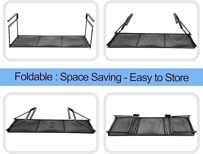 EHKIT Foil and Plastic Wrap Organizer Holder Foldable Under Cabinet Shelf Kitchen Pantry Desk Hanging Storage Rack (Black) - Image 3