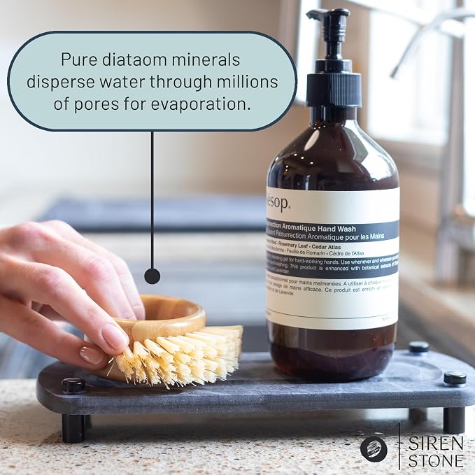 Premium Sink Caddy – Water-Absorbing Diatomaceous Earth Tray for Sink, Elevated Stainless Steel Feet, Non-Toxic, Fast-Drying, Kitchen or Bathroom - Image 3