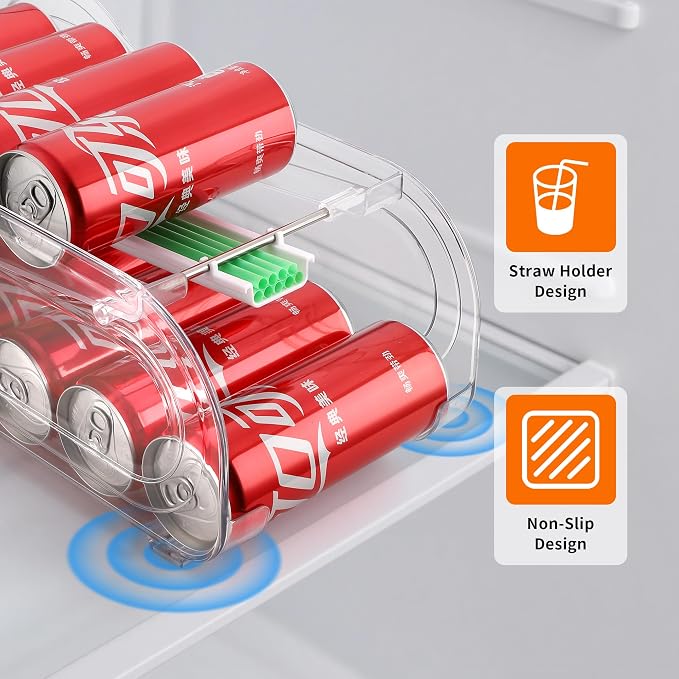 Soda Can Organizer for Refrigerator, Drink Organizer for Fridge, Automatic Rolling Can Dispenser Holder, Organize 11 Pcs Standard 11.15oz or 12oz Long Cans (4 Pack) - Image 5