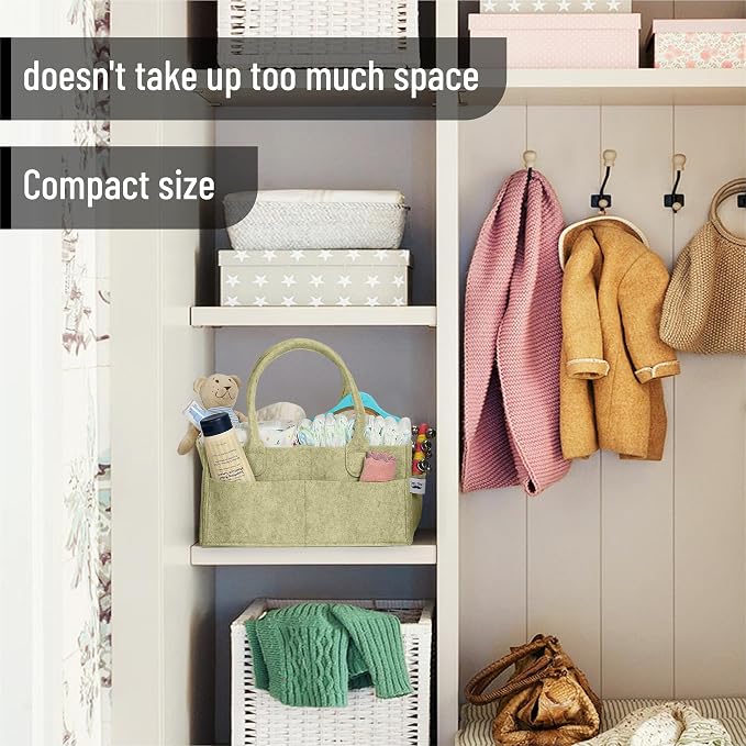 Mr. Pen- Baby Diaper Caddy Organizer, Olive Calm | Nursery Storage Bin and Car Organizer for Diapers and Baby Wipes - Image 5