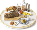 Oroyutor 18-Inch Large Oak Lazy Susan Organizer, Gold and White | Oak wood base, smooth 360-degree rotation and gold-and-white design for dining tables, kitchen counters and spice storage. by Oroyutor