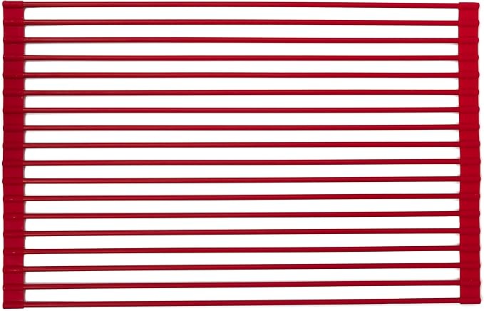 True & Tidy, Multi-Purpose Over the Sink Roll-Up Drying Rack, DR-881, Red by TrueTidy