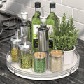 Oroyutor 12-Inch Oak Lazy Susan Spice Organizer with Silver Metal Rail | Rotating oak tray organizes spices, toiletries and decor on kitchen counters, bathroom vanities, dining and coffee tables. by Oroyutor