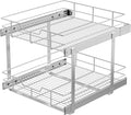 2 Tier Pull Out Cabinet Organizer 21" W X 22" D, Chromed, Full Slide Out | For Kitchen Organizers and Storage, Pull Out Drawers For Cabinets Capacity Heavy Duty Caddy, Cabinet Shelves, Bathroom Pantry by STORKING