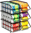 Stackable Soda Can Organizer Rack, Stacking Can Dispensers Refrigerator Organizer Bins Pop Soda Dispenser Canned For Fridge, Freezer, Kitchen, Cabinets (Black, 6) by Boeetech