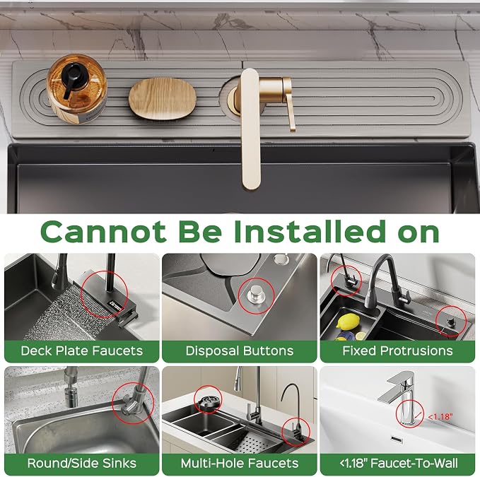 23.6 Inch Stone Faucet Mat for Kitchen Sink Splash Guard - Diatomite Quick Dry Stone Mat Kitchen Sink Protectors, Water-Absorbent Faucet Handle Drip Tray (Gray, 23.6" x 3.9") - Image 6