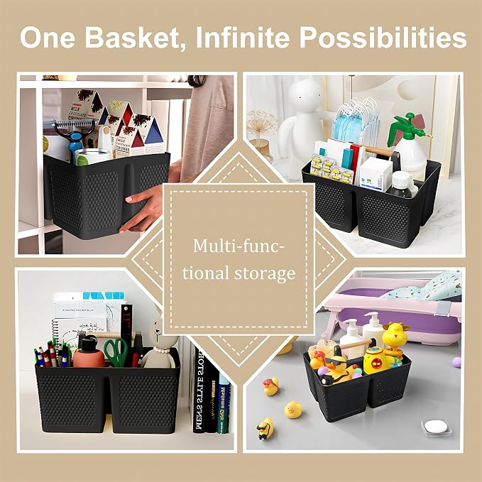 Shower Caddy Portable and Cleaning Caddy Organizer for Bathroom, Kitchen, Toiletries Storage ，Caddy organizer with handle, Rust-Resistant, Durable Material (Black, 9.36" L×7.73" W×7.24" H) - Image 4