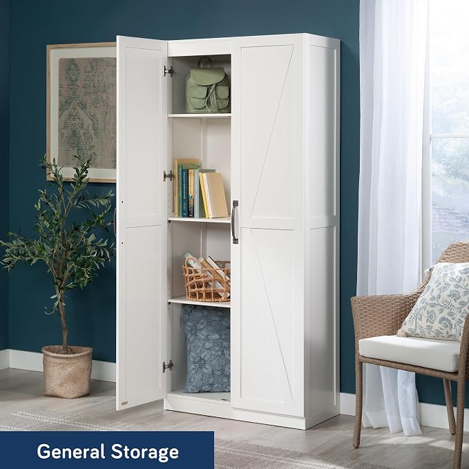 Sauder HomePlus Farmhouse Multipurpose Storage Cabinet Tall Pantry with Adjustable Shelves, in White Finish - Image 4