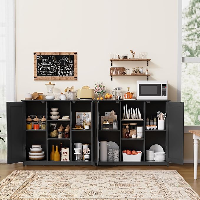 Iwell Storage Cabinet with 2 Doors and 4 Storage Shelves, Bathroom Cabinet, Cupboard for Living Room, Home Office, Entryway, Black - Image 8